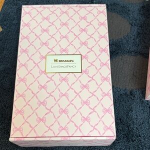 Stanley LoveShackFancy Pink Bow Pattern tumbler with straw 40 oz